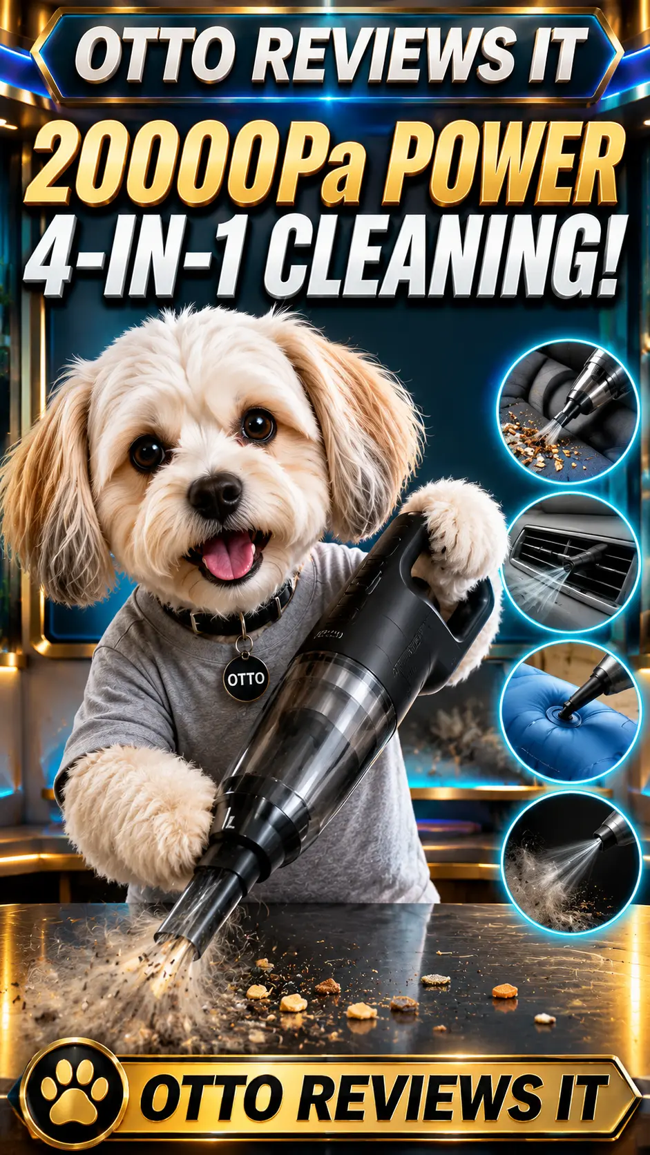Otto Reviews It — 20000Pa Cordless Car Vacuum Review: 4-in-1 Handheld Vacuum
