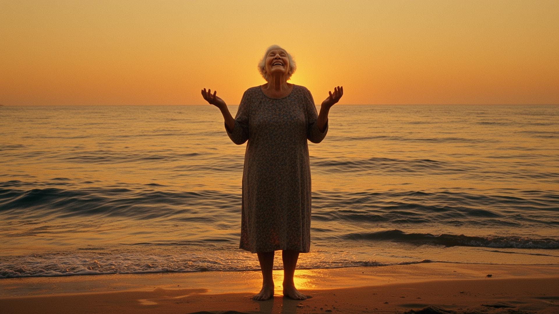 A grandmother sees the ocean again.